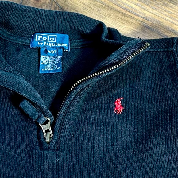 GUC Black Polo Ralph Lauren Quarter Zip Pullover Sweater — Toddler Boy Size 2T - Picture 3 of 3